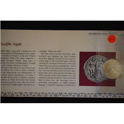 Shakespeare Tragedy Sterling Round; Twelfth Night; .925 Silver .540 Oz.