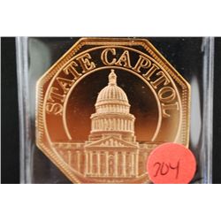 Nevada City Mint CA State Capitol Medal