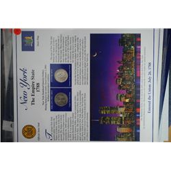 2001 US New York State Quarter Mint Set W/Postal Stamps; P&D Mints; Lot of 2