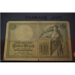 1906 German 10 Zehn Mark Foreign Bank Note