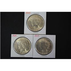 1925 Peace $1; Lot of 3