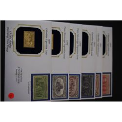 22K Gold Replica Stamp W/Reproduction of Original Stamp; Dated 1893-1898; Various Amounts; Lot of 6