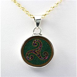 27.ctw Glass Enamel Silver Pendant