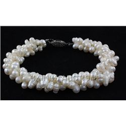 143.21CTW 10" WHITE RICE PEARL BRACELET METAL LOCK PHIL