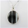 Image 1 : 48.ctw Stripped Onyx Silver Pendant