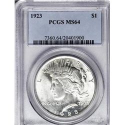 1923 PEACE SILVER DOLLAR MS 64 PCGS.