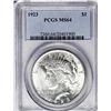 Image 1 : 1923 PEACE SILVER DOLLAR MS 64 PCGS.