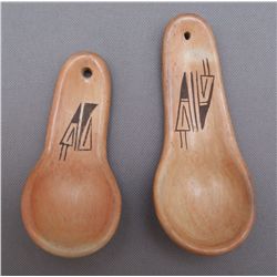 TWO HOPI POTTERY LADDLES