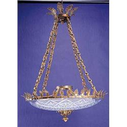 A gilt metal round dish light, the engine...