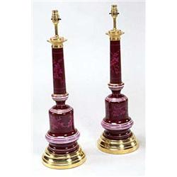 A pair of French porcelain and gilt metal...