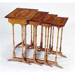 A nest of four late 19th century satinwood...