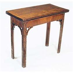 A mahogany rectangular card table,  with c...