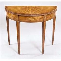 A late 19th century satinwood and marquetr...