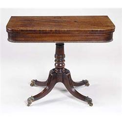 A George IV mahogany card table, the recta...