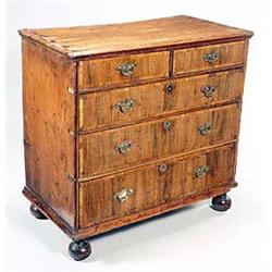 An early 18th century walnut and pine ches...