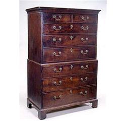 A George III mahogany chest on chest, the...