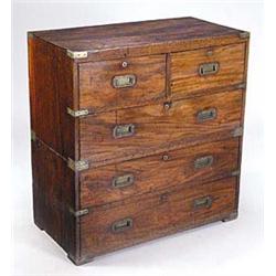 A 19th century teak and brass bound milita...