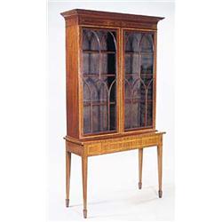 A Sheraton revival mahogany and satinwood...