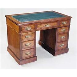 A late Victorian mahogany pedestal desk, t...