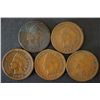 Image 1 : Indian Head One Cent; Various Dates & Conditions; Lot of 5