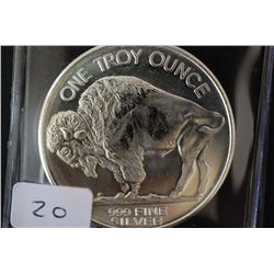 Silver Round; 999 Fine Silver 1 Oz.; "Buffalo Nickel"