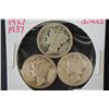 Image 1 : 1923, 1927 & 1937 Mercury Dime; Lot of 3; Silver