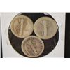 Image 2 : 1923, 1927 & 1937 Mercury Dime; Lot of 3; Silver