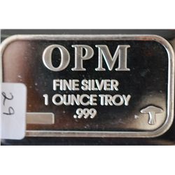 OPM, LLC Silver Ingot; .999 Fine Silver 1 Oz.; From Recycled Resources