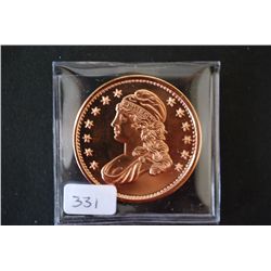 Copper Round; .999 Fine Copper 1 Oz.; "Liberty Bust"