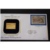 Image 1 : 22K Gold Replica Stamp W/Enlarged Reproduction of Original Stamp; First Day Issue 1893; 10 Cent Colu