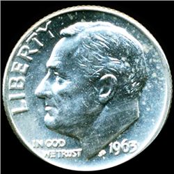 1963D FDR Silver 10c M65/66 Full Bands (COI-11819)