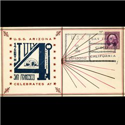 1936 US 3c 4th July Cover USS Arizona RARE (STM-1673)