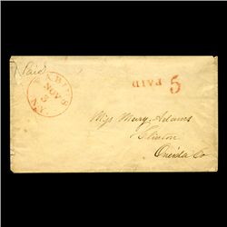 1840s Fabius NY Stampless Cover SCARCE (STM-2038)