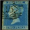 Image 1 : 1849 GB 2p Blue Stamp w/ Premium Cancel Ivory Head (STM-0699)