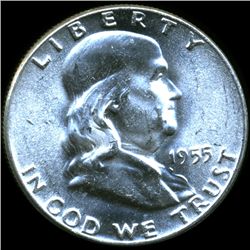 1955 Franklin Silver Half MS64/65FBL Overweight ERROR (COI-10425)