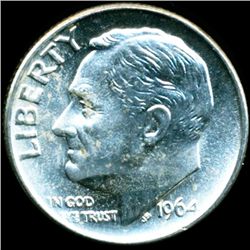 1964 FDR Silver 10c M65 Full Bands (COI-11865)