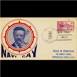 1936 US 3c Navy Day Cover USS Arizona RARE (STM-1677)