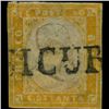 Image 1 : 1855 RARE Italy Sardina 80c Stamp (STM-1145)