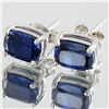 Image 4 : 43.3ct Lab Sapphire/Diamond White Gold Vermeil on Sterling Set (JEW-4157)