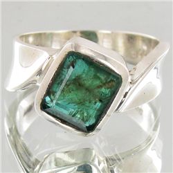 29.25twc Colombian Emerald Sterling Ring (JEW-4142)