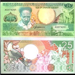 1988 Suriname 25 Gulden Crisp Uncirculated Note (COI-3968)