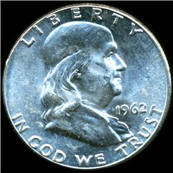 1962D Franklin Silver Half MS65/66 Double Die ERROR (COI-10529)