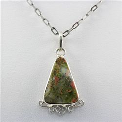 18.ctw Unikite Gemstone Silver Pendant