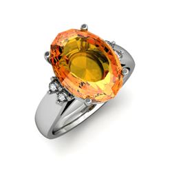 Citrine 5.20 ctw & Diamond Ring 14kt White Gold