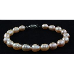 104.55CTW 9" PEACH FRESHWATER PEARL BRACELET METAL LOCK