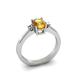 Citrine 0.45 ctw Diamond Ring 14kt White Gold