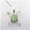 Image 1 : 34.ctw Prehnite Silver Flower Pendant