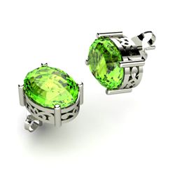 Peridot 4.00ctw Earring 14kt White Gold