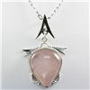 Image 1 : Rose Quartz Pear Shape Sterling Silver Pendant