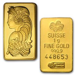 1 Gram Suisse Gold Bar .9999 Fine Gold 24Kt